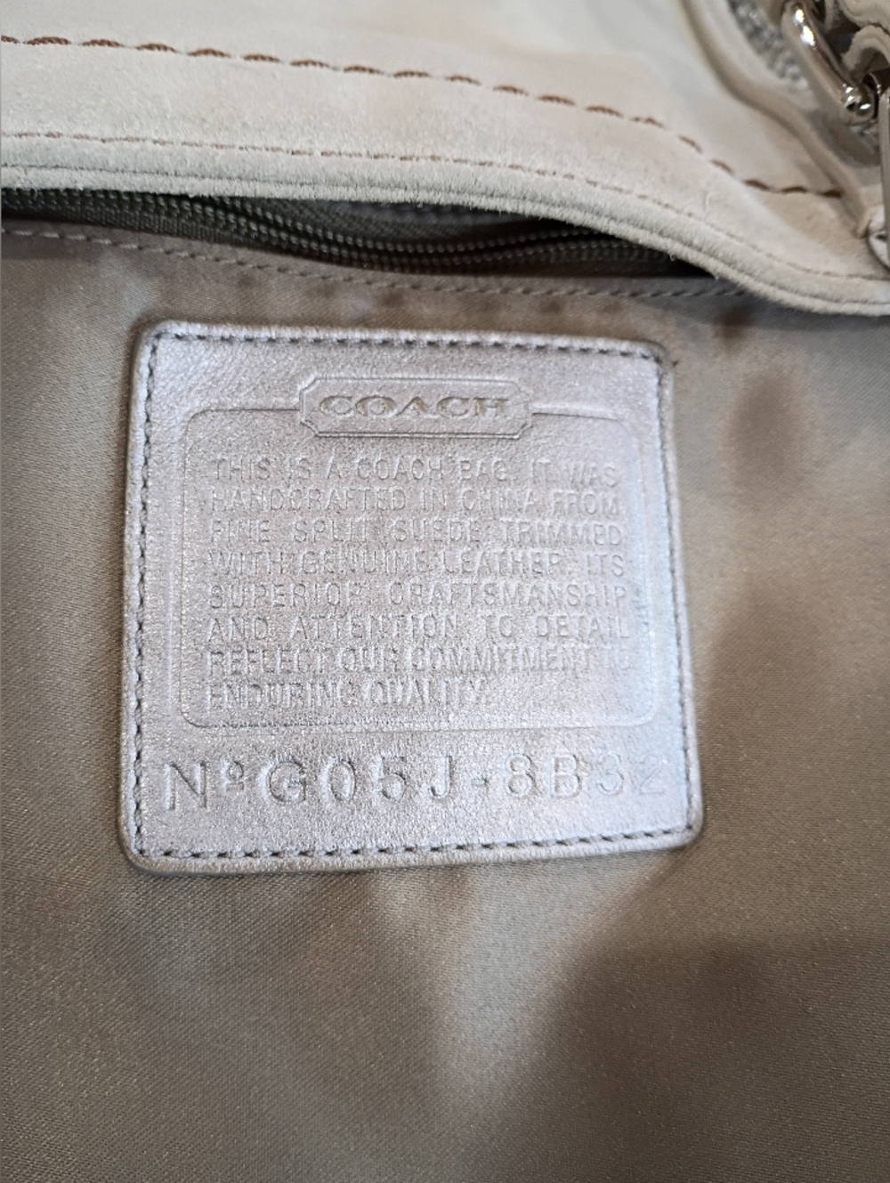 Coach Cream Suede Tote - Picture 5 of 17